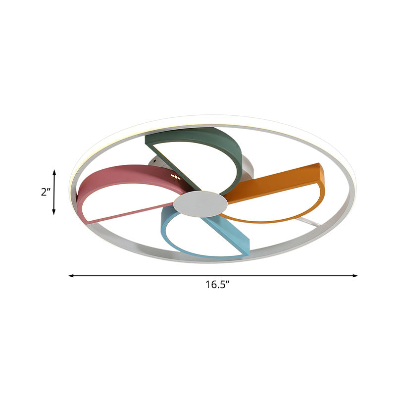 Macaroon Led White Flush Mount Ceiling Light For Bedroom Acrylic Windmill Design 16.5/20.5 Width