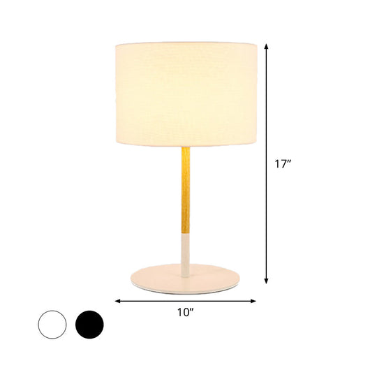 Lillian - Éclairage de table de nuit avec abat-jour tambour en tissu Countryside