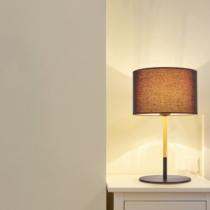 Lillian - Éclairage de table de nuit avec abat-jour tambour en tissu Countryside