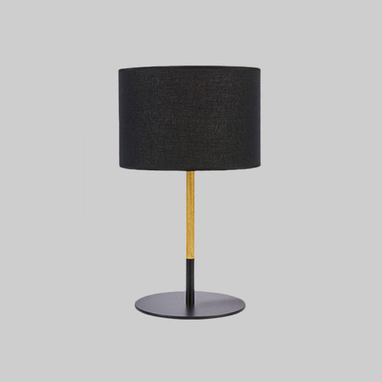 Lillian - Éclairage de table de nuit avec abat-jour tambour en tissu Countryside