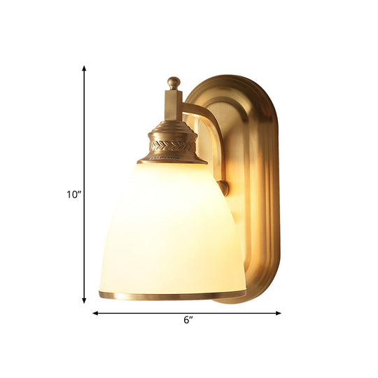 Colonial Gold Wall Sconce With Frosted Glass Shade For Bedroom