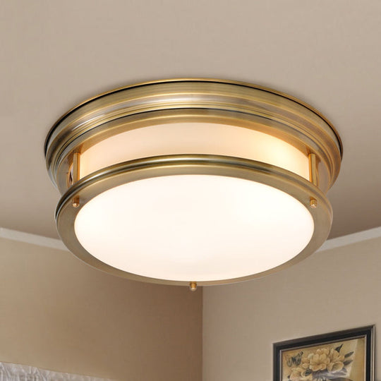 Metallic Flush Mount Lamp: Colonial 3-Light Ceiling Fixture - Gold