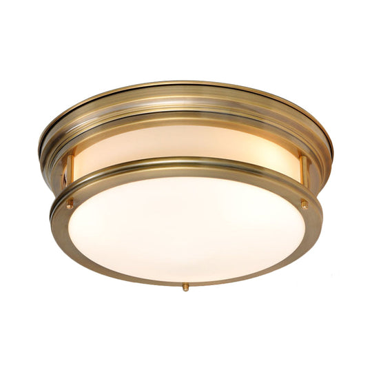 Metallic Flush Mount Lamp: Colonial 3-Light Ceiling Fixture - Gold
