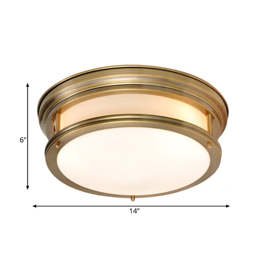 Metallic Flush Mount Lamp: Colonial 3-Light Ceiling Fixture - Gold