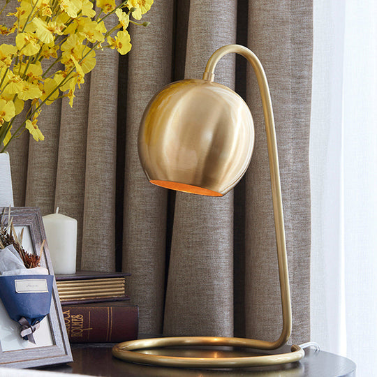 Sara - Golden 1 Light Spherical Nightstand Lighting Colonialism Metallic Night With Circle Base