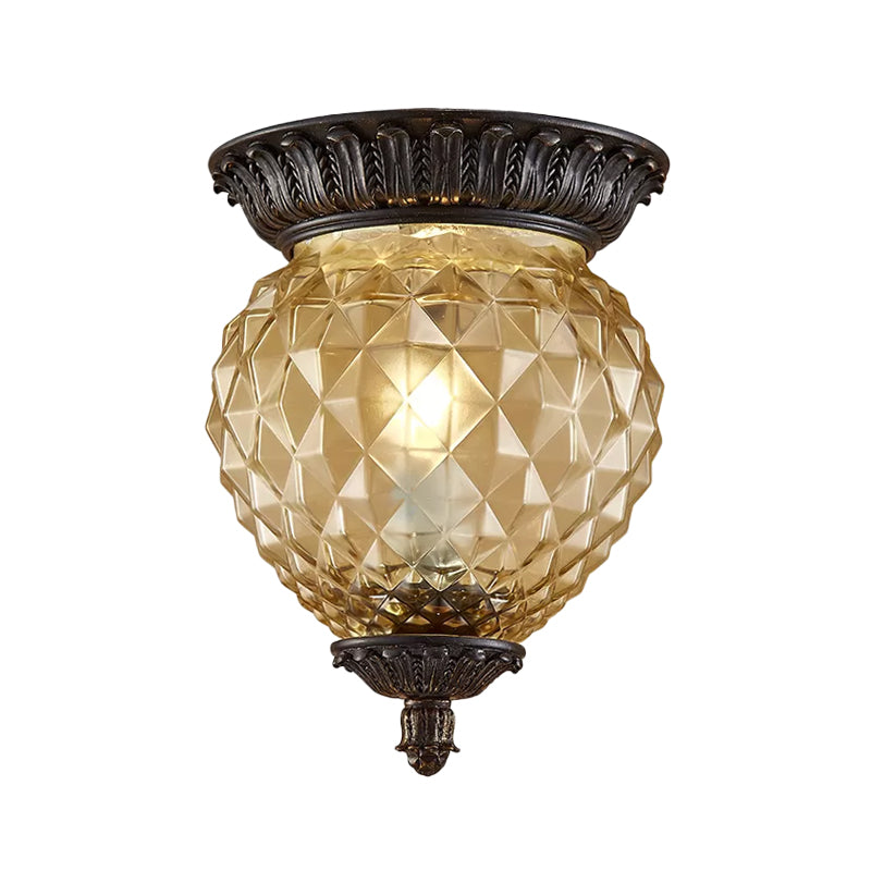 Prismatic Glass Black Flush Mount Lamp With Urn-Shaped And Teardrop Design - 8/12.5 Width 2-Head