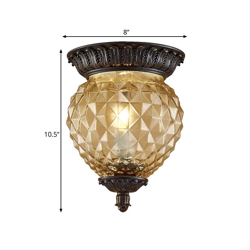 Prismatic Glass Black Flush Mount Lamp With Urn-Shaped And Teardrop Design - 8/12.5 Width 2-Head