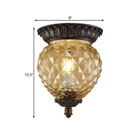 Prismatic Glass Black Flush Mount Lamp With Urn-Shaped And Teardrop Design - 8/12.5 Width 2-Head
