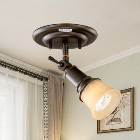 Frosted Glass Semi Flush Black Bell Corridor Ceiling Light With Adjustable Metallic Finish
