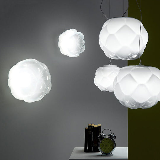 Matte Glass Hanging Light: Simplicity 1 Bulb White Pendant