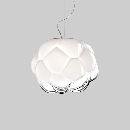 Matte Glass Hanging Light With Simplicity Design And 1 Bulb For White Ceiling Pendant