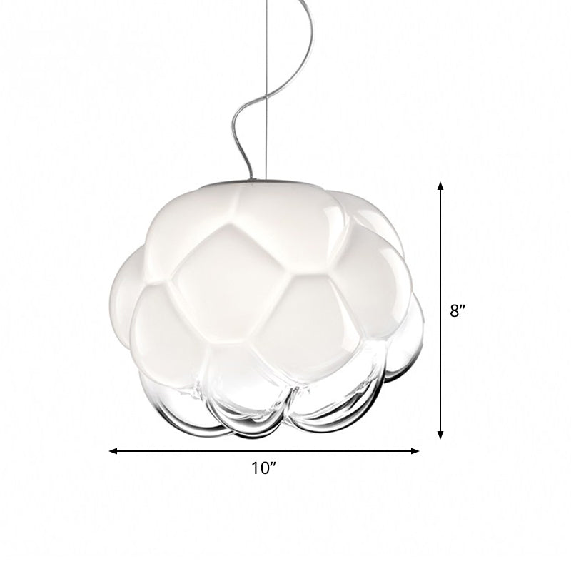 Matte Glass Hanging Light With Simplicity Design And 1 Bulb For White Ceiling Pendant