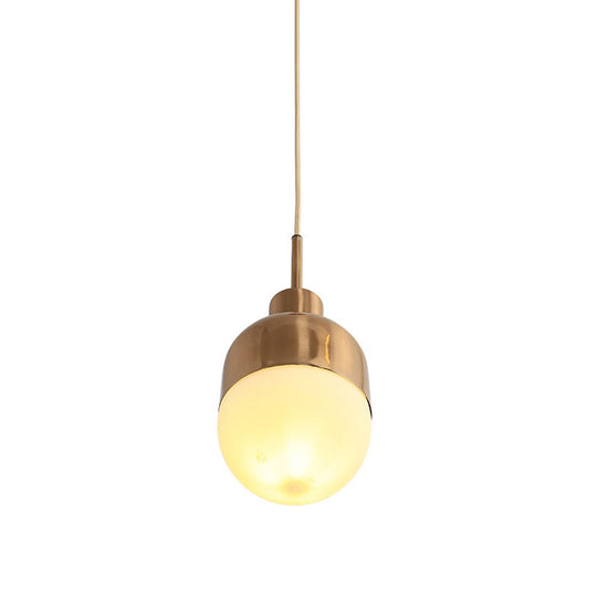 Frosted Glass Capsule Pendulum Light - 1-Light Gold Finish Hanging Pendant For Simple Stylish