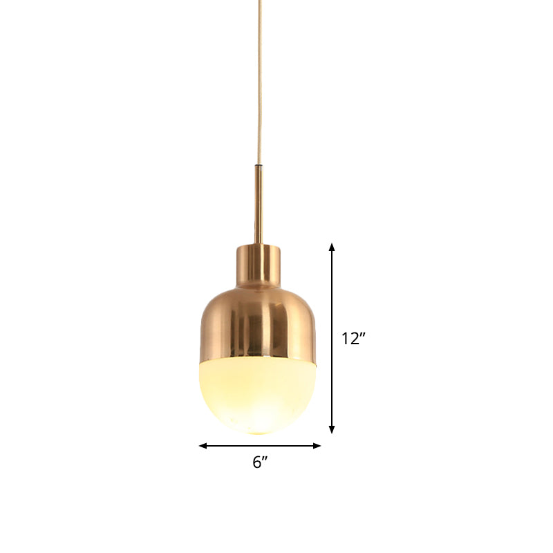 Gold Finish Frosted Glass Pendulum Hanging Light - Simple And Elegant Design