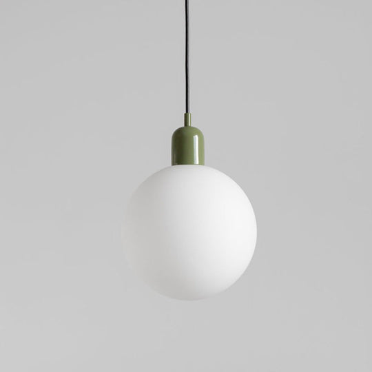 Sleek Opal Glass Drop Pendant Ceiling Light With Colorful Cap - 1-Light Hanging Design