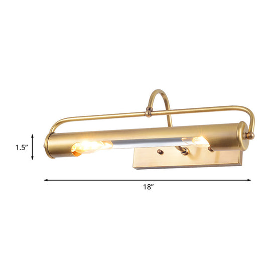 Traditional 2-Light Gold Vanity Light Fixture With Curvy Arm - Perfect For Bathrooms
