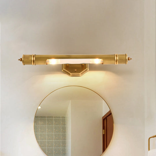 Gold Metal Vanity Lighting 18/21.5 L Elongated Country Bathroom Wall Mounted Light Fixture With 2