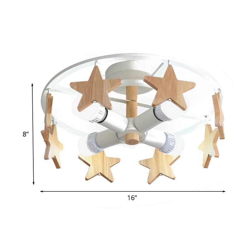 Round Semi-Flush Ceiling Light Macaroon 3-Bulb Grey/White/Green - Wooden Horse Design