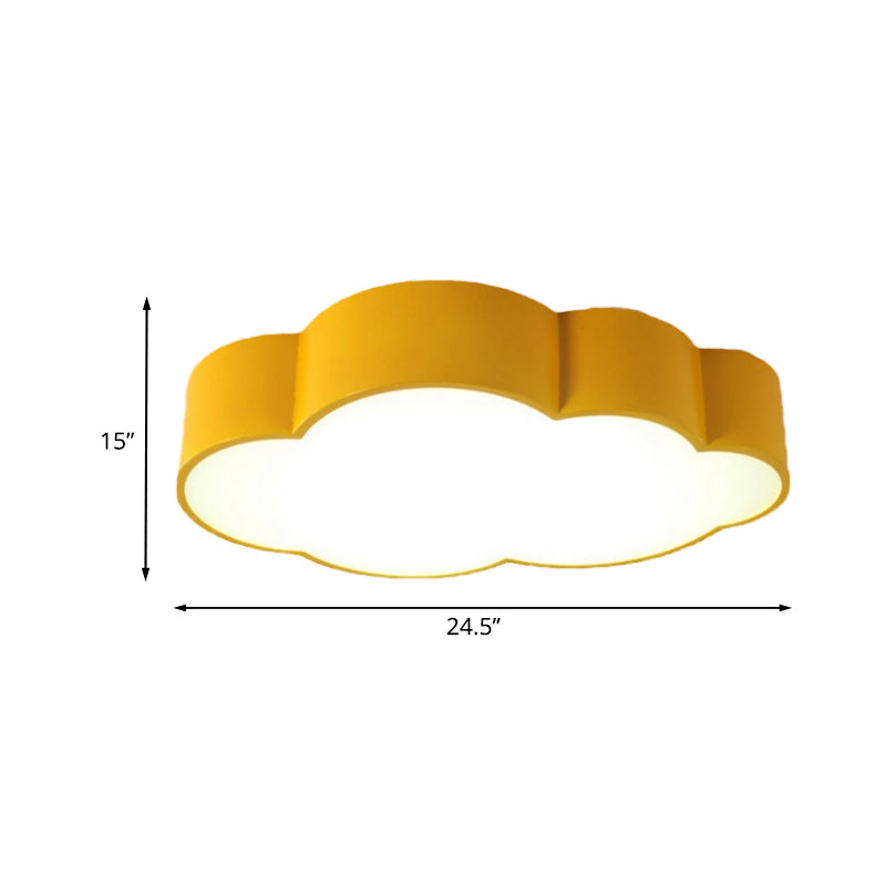 Contemporary Led Cloud Iron Flush Ceiling Light For Kids Bedroom - Yellow/Blue 20.5/24.5 Long