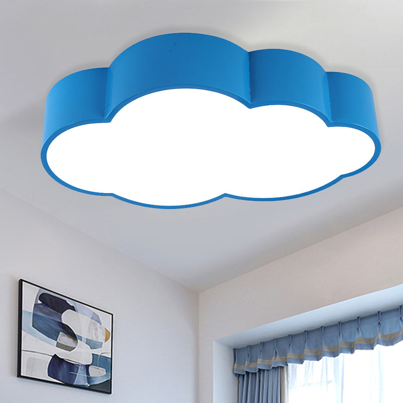 Contemporary Led Cloud Iron Flush Ceiling Light For Kids Bedroom - Yellow/Blue 20.5/24.5 Long