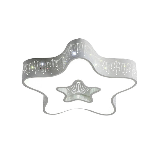 Led Nursery Ceiling Flush Light - Macaroon Pentagram Design In White/Pink/Blue