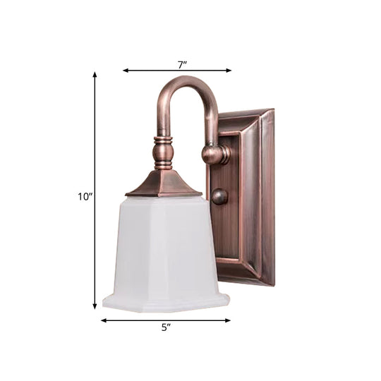 Copper Retro Wall Sconce With Cream Glass And Gooseneck Arm