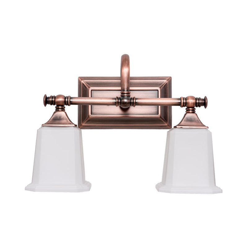 Copper 2/3-Head Vanity Light Traditional Ivory Glass Wall Lighting For Bathroom With Twist Arm 2 /