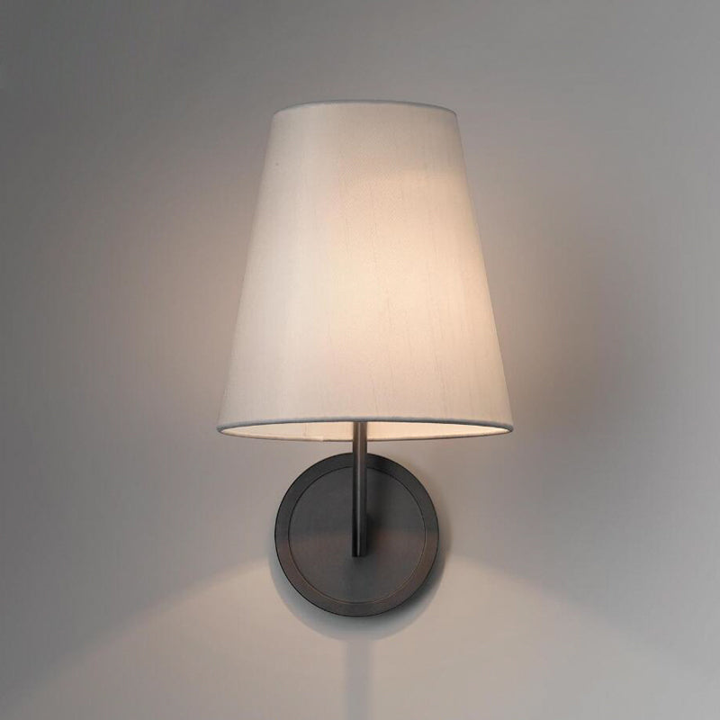 Retro Conic Sconce Lighting Fixture - Black Wall Mounted Light With Fabric Shade