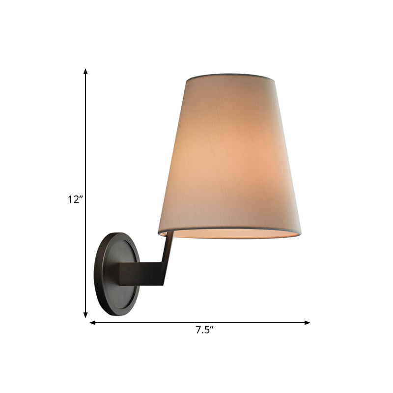 Retro Conic Sconce Lighting Fixture - Black Wall Mounted Light With Fabric Shade