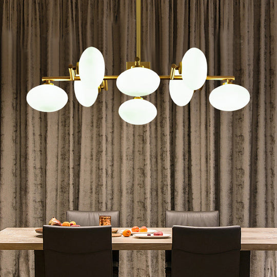 Postmodern Gold Chandelier With Cream Glass - 8-Bulb Suspension Lamp