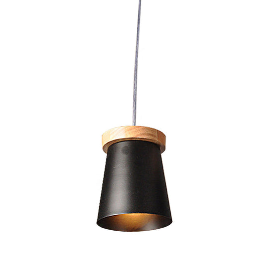 Black Industrial Loft Kitchen Pendant Ceiling Light - Metal & Wood Finish