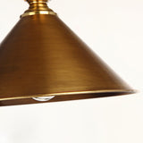 Vintage Brass/Gold Pendant Light With Conical Shade And 1 Bulb