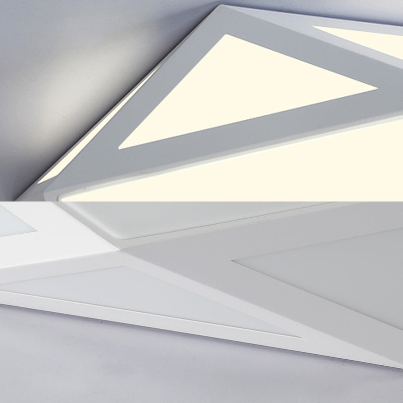 Sleek Black/White Pentagon Flush Ceiling Light With Acrylic Shade - Simple Led For Bedroom Available