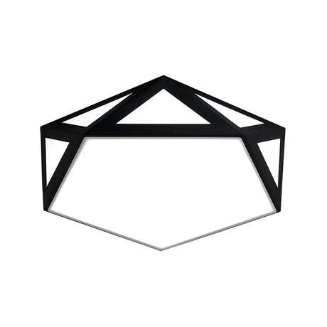 Sleek Black/White Pentagon Flush Ceiling Light With Acrylic Shade - Simple Led For Bedroom Available