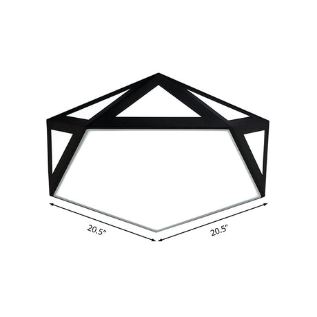 Sleek Black/White Pentagon Flush Ceiling Light With Acrylic Shade - Simple Led For Bedroom Available