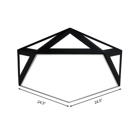 Sleek Black/White Pentagon Flush Ceiling Light With Acrylic Shade - Simple Led For Bedroom Available