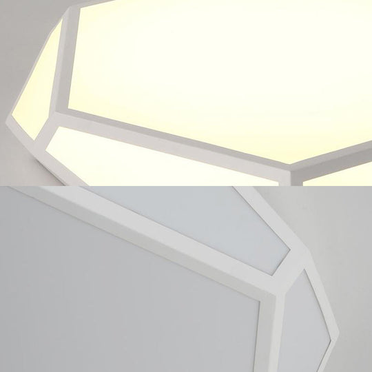 16.5’/20.5’ Metal Geometric Flush Mount Ceiling Light With Acrylic Shade In Nordic Black/White