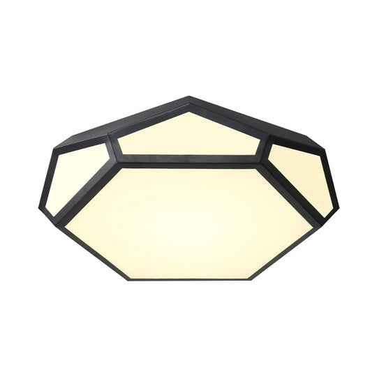16.5’/20.5’ Metal Geometric Flush Mount Ceiling Light With Acrylic Shade In Nordic Black/White