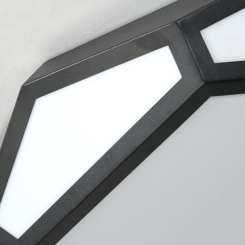 16.5’/20.5’ Metal Geometric Flush Mount Ceiling Light With Acrylic Shade In Nordic Black/White