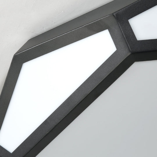 16.5’/20.5’ Metal Geometric Flush Mount Ceiling Light With Acrylic Shade In Nordic Black/White