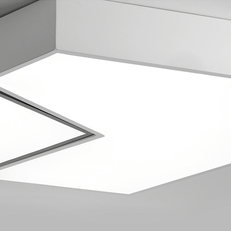 Modern Black And White Hexagon Ceiling Light Acrylic Shade Mount Fixture 11’/15’/19’ Dia -