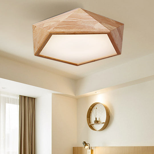 Modern Wooden Geometric Led Flush Mount Ceiling Lamp 15/19 Wide Wood / 15