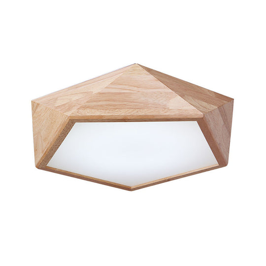 Modern Wooden Geometric Led Flush Mount Ceiling Lamp 15/19 Wide