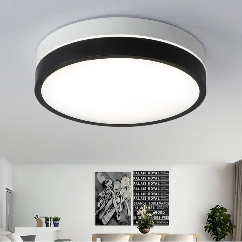 Black Drum Flush Mount Lamp: Nordic Acrylic Shade Led Ceiling Light For Living Room