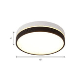 Black Drum Flush Mount Lamp: Nordic Acrylic Shade Led Ceiling Light For Living Room
