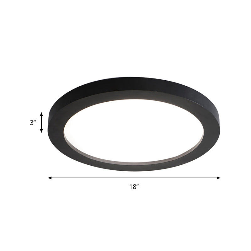 Minimalistic Led Black Flush Mount Ceiling Light Fixture - Plate Metal Recessed Diffuser