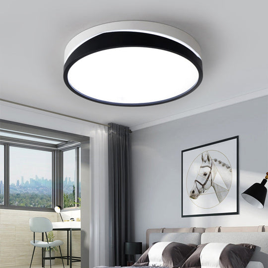 Nordic Drum Ceiling Mounted Led Flush Mount Light 16’/19.5’ Dia With Acrylic Diffuser -