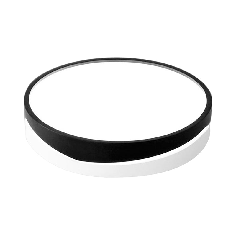 Nordic Drum Ceiling Mounted Led Flush Mount Light 16/19.5 Dia With Acrylic Diffuser - Black/White