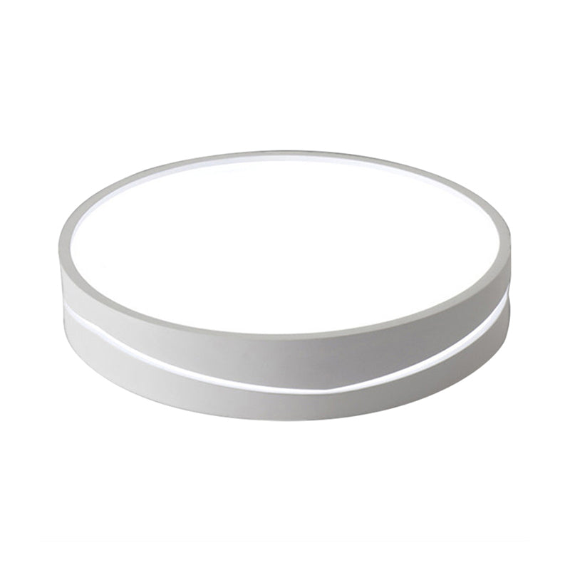 Nordic Drum Ceiling Mounted Led Flush Mount Light 16/19.5 Dia With Acrylic Diffuser - Black/White