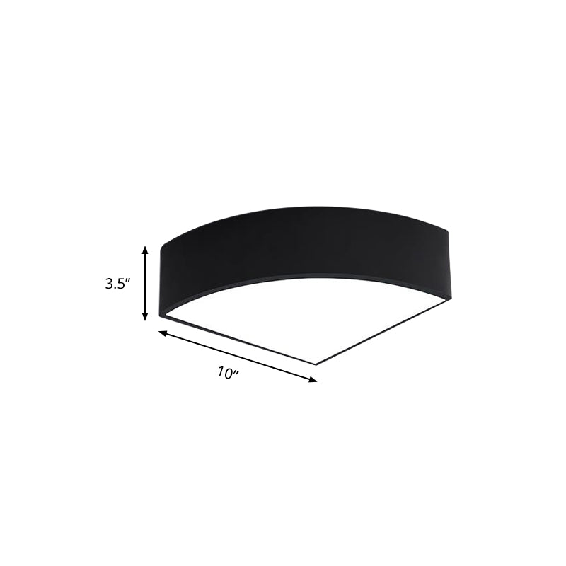 Modern White/Black Sector Flush Led Ceiling Light - Metal Mount 10/12/14 Wide